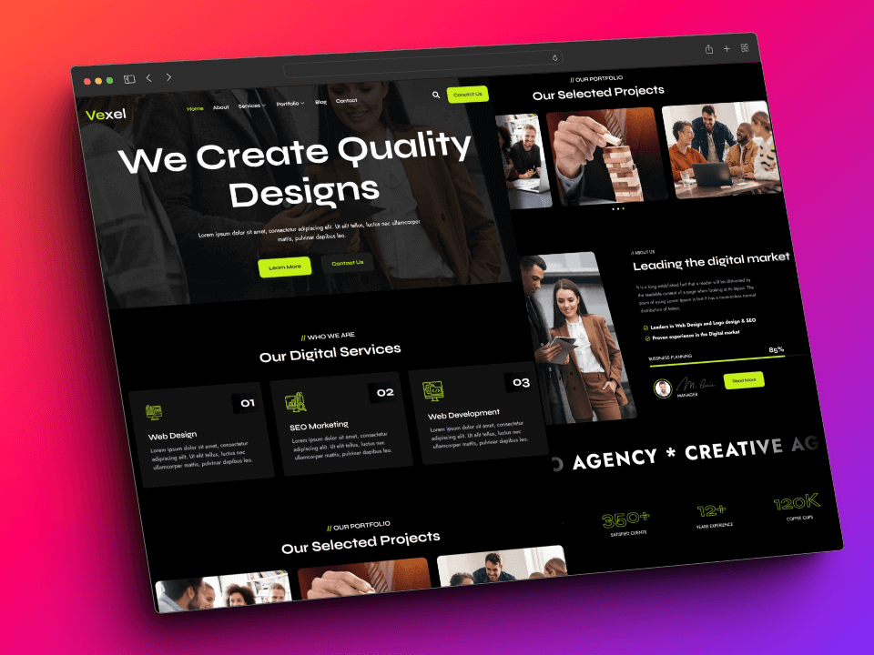 Vexel digital agency website design